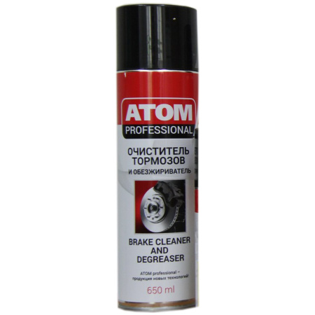 Очиститель тормозов. АТОМ pro.Аэрозоль 650мл(12 шт)