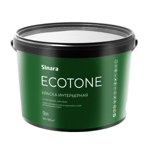 Sinara Ecotone Краска интерьерная супер белая (База А),матовая,атмосферостойкая,ВД на акриловой основе для внутренних работ,9л Спектр-Плюс SP 066