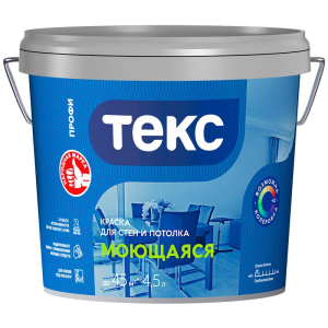 Краска для стен и потолка МОЮЩАЯСЯ/ПРОФИ (D) 4,5л (1шт) ТЕКС 700010803