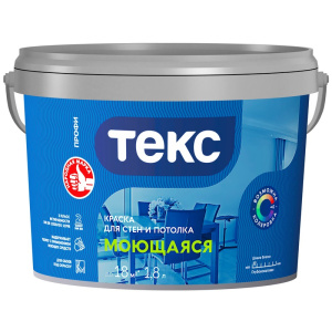 Краска для стен и потолка МОЮЩАЯСЯ/ПРОФИ (D) 1,8л (1шт) ТЕКС 700010802
