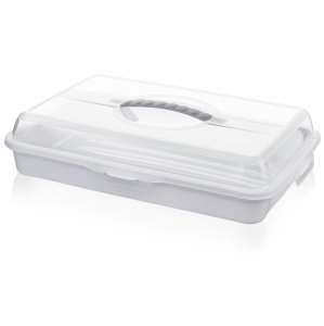 Контейнер для выпечки прямоугольный (белый/прозрачный) арт. 608 (12шт)