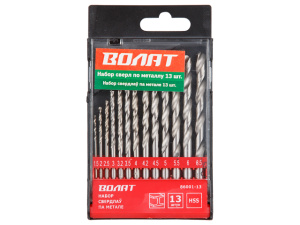 Набор сверл по мет. 13шт 1.5-6.5мм HSS ВОЛАТ, арт.86001-13