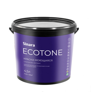 Sinara Ecotone Краска моющаяся прозрачная (База С), матовая, атомосферостойкая, водно-дисперсионная на акриловой основе для внутренних работ, 5,4кг SP