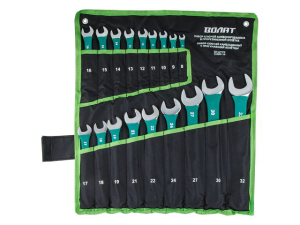 Набор ключей комбинир. 8-32мм 18шт в прорезиненной оплетке ВОЛАТ (на полотне) (13380-18)