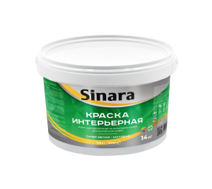 Sinara Краска водно-дисперсионная на акриловой основе для внутренних работ 14кг Интерьерная,супер белая,матовая,SP 004 Спектр Плюс