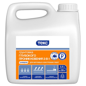 Грунтовка 2 в 1 гл. проник. (пропиточная) УНИВЕРСАЛ 2,5л (1шт) ТЕКС 700000300