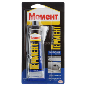 Герметик силиконовый санитарный Момент ГЕРМЕНТ (белый), 70 мл на един.блистере (24шт) 3002433