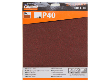 Шлифлист 230х280мм Р320 бум.осн. 5шт. GEPARD (GP5011-320)