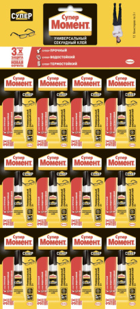 Клей секундный Супер Момент, 3 г (на мульти-карте 12 шт.) (288шт) 608976