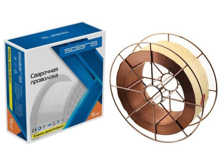 Проволока сварочная омедненная ER 70S-6 ф0,8мм (катушка BS300 15 кг) SOLARIS WM-ER70S6-08S15