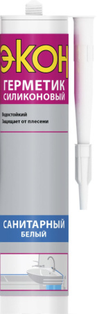 Герметик силиконовый санитарный ЭКОН (белый), 280 мл (12шт) 2229118