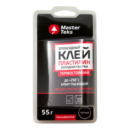 Клей-пластилин эпоксидный холодная сварка MasterTeks HomeMaster термостойкий 55 гр черный 9753193