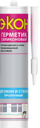 Герметик силиконовый для окон и стекол ЭКОН (прозрачный), 280 мл (12шт) 2229155